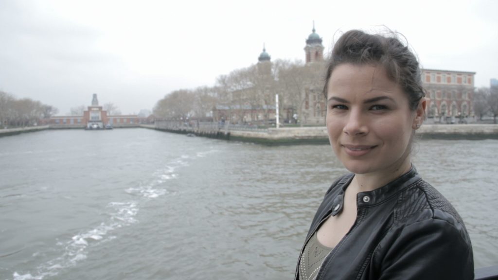 Bella Hristova on the Ferry to Ellis Island